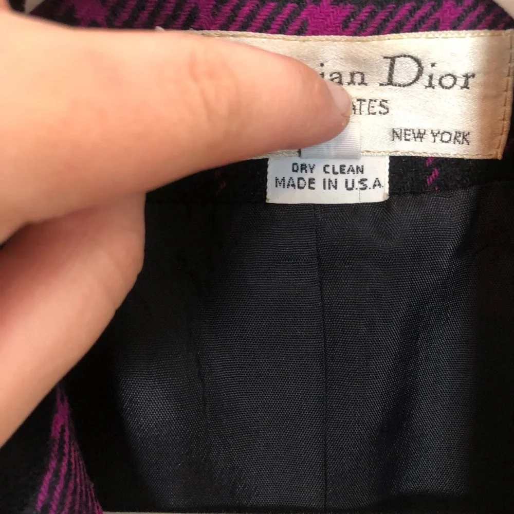 CHRISTAIN DIOR Vibrant Purple Black Plaid Blazer 4